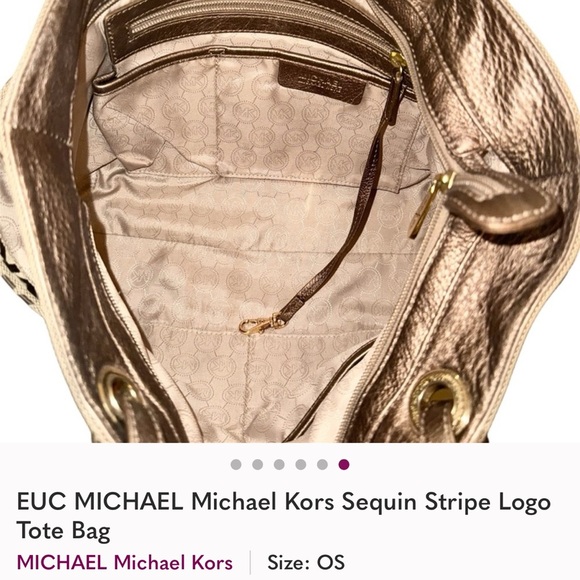 EUC MMK Sequin Stripe Tan Tote Bag - Picture 6 of 6